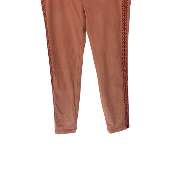 Garnet Hill Salt Washed Chino Pants‎ Pink Embroidered Straight Leg Size 8 - Picture 8 of 13